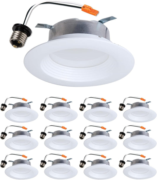 HALO LTE 4 Inch Indoor/Outdoor Recessed LED Trim Can Light, 3000K - Contractor Value Pack (12-Pack) - LTE46930-12PK