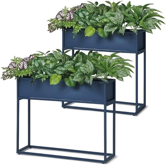 Cocoyard Tall Planter Box - Durable Raised Garen Bed for Herbs and Flowers - Tall Rectangle Elevated Planter for Outdoor Plants & Backyard Gardening (Navy, 28" H - 2 Pack)
