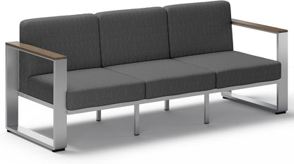Aluminum Outdoor Patio Furniture, 1 Piece 3-Seat Sofa, All-Weather Metal Modern Outside Sofa for Deck, Porch (LightGray)