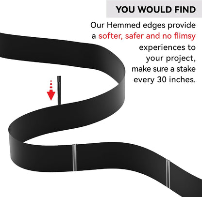 Metal Garden Landscape Edging with 16Pcs Stakes, 10" x 50Ft Galvanized Steel Lawn Edgings Roll Flexible Coil Border for Landcaping,Flower Bed,Black