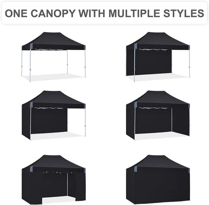 pop up Canopy Tent 10x15, Eazy up Outdoor Patio Canopy Tent with sidewalls, Heavy Duty Commercial Instant Canopy Tent with Sand Bags for Deck, Party, Camping， Backyard, Playground, Black