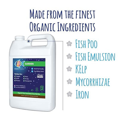 FOOP Garden Pump Bundle - Organic Liquid Plant Food Made from Fish Manure (with Fresh Minty Scent) | Perfect for Veggies, Herbs, Flowers, Trees, Shrubs | Kid & Pet Friendly (1 Gallon + Pump)