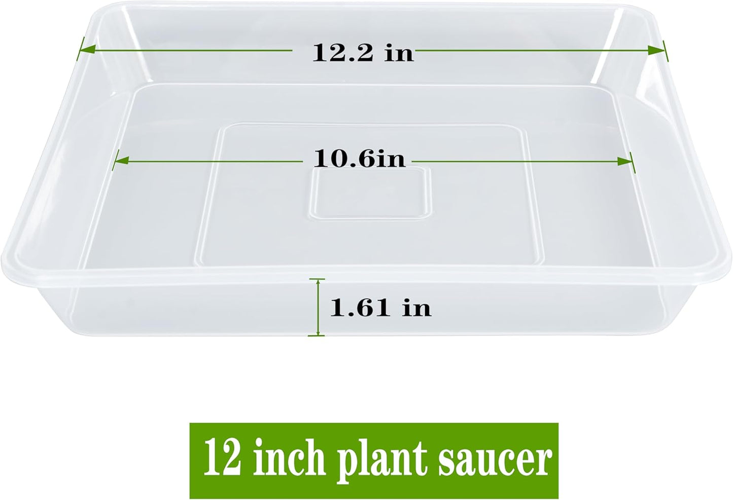 Square Plant Saucer 12 Inch 5 Pack, Strong Clear Plastic Flower Plant Pot Saucer, Square Planters for Indoors and Outdoors Plants, Garden Plant Saucers for Pots Plant Trays.