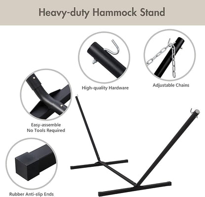 ANOW Outdoor Hammock with 12 Feet Heavy Duty Steel Stand, Two Person Hammock with Stand Included, 450 LBS Weight Capacity, Cream