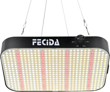 FECiDA LED Grow Light Full Spectrum 65 Watt Actual Power, 2025 Upgrade High Output Dimmable Grow Lights for All Indoor Plants, Seed Starting, Seedlings, Vegetables, Daisy Chain Function, Built-in Fan