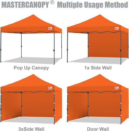 MASTERCANOPY Heavy Duty Pop-up Canopy Tent with Sidewalls (10x10,Orange)