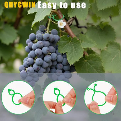 400 Pcs Plant Support Clips, 2 Types in 1 Pack, Plastic Garden Clips for Tomato, Grape, Cucumber, Vine Plants, Reusable Plant Clips for Climbing Plants (Green White)