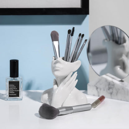 XSMXLNKWL Ceramic Face Vase White Flower Vase for Decor, Female Face Vase Art, Modern Decorative Vase Centerpiece for Table, Shelf, Living Room, Office, Bedroom, Small