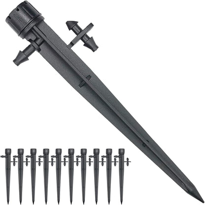 50 Pcs Drip Irrigation Emitters, Adjustable Flow 0-18 GPH Irrigation Drippers with Stake, 360 Degree Flow Sprinkler Head, Micro Sprinkler for Garden Patio Lawn Flower Bed