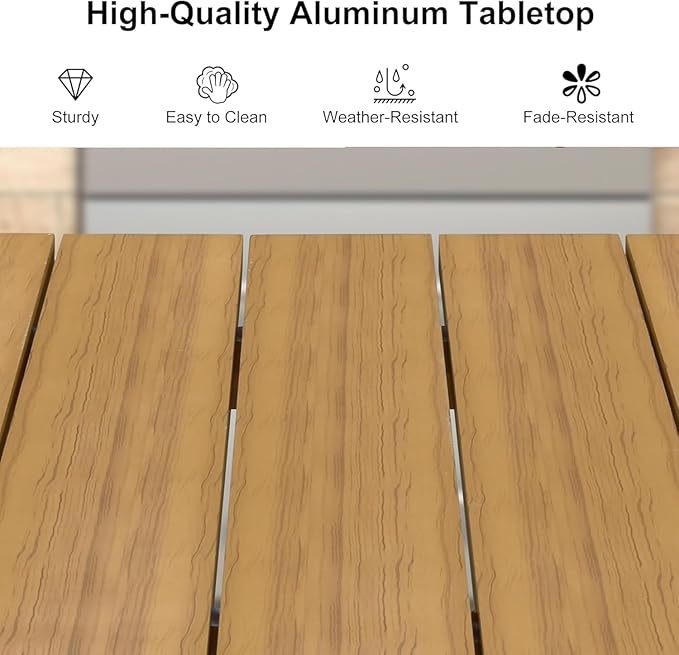 PURPLE LEAF 9 Piece Longer Outdoor Dining Set with Patio Aluminium Dining Table and Wicker Chairs Modern Furniture Cushions Sets for Backyard Indoor Decor Kitchen Teak