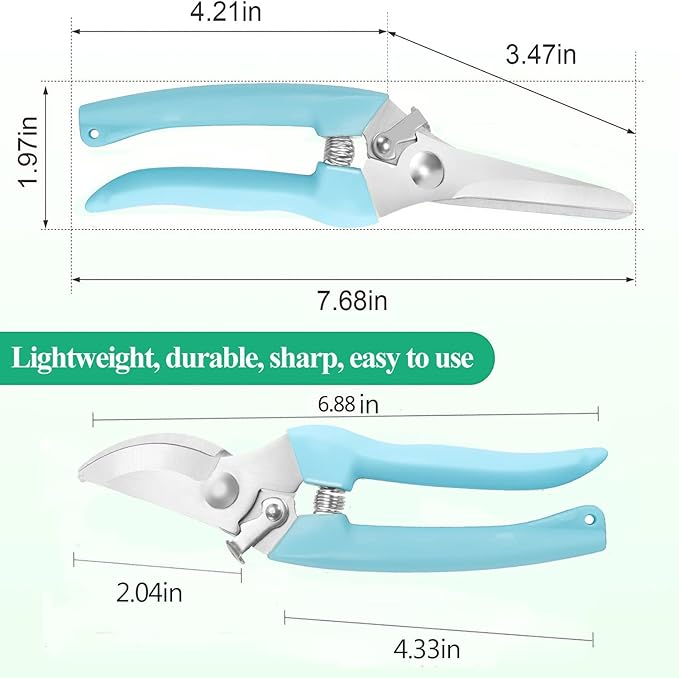 Premium Garden Shears, Pruning Scissors Gardening Tools, Pruners For Flower, Bushes, Rose And Fruit Tree, Use For Florist, Yard And Orchard the Plant Clippers, Sharp White Steel Anvil Snips