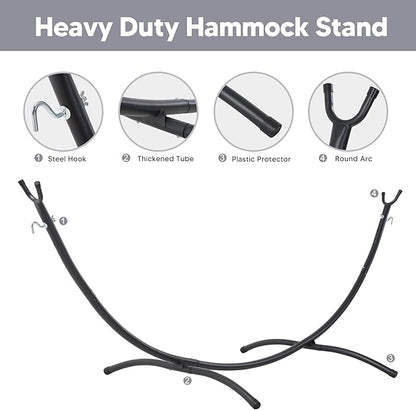 SUNCREAT Stand Alone Hammocks for Outside, 2 Person Self Standing Hammock, Light Gray