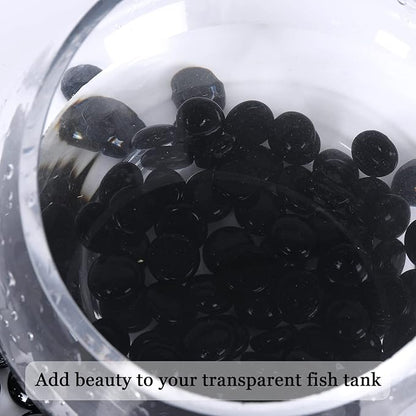 11LB Fire Glass Beads Flat Glass Marbles for Outdoor Fire Pit and Fireplace, Glass Gemstones for Vase Filler, Aquariums, Hydroponics Plants, Home Decor and Christmas DIY Craft, Black
