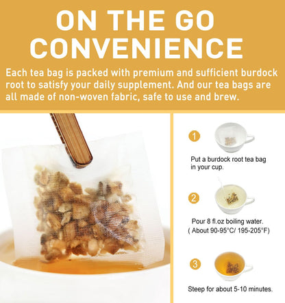 Olvvla - Premium Burdock Root Tea - 2.5g X 60 Count - 100% Pure Natural Burdock Herbal Tea bags - Caffeine-free Burdock Tea - Help to Detox & Digestive Support