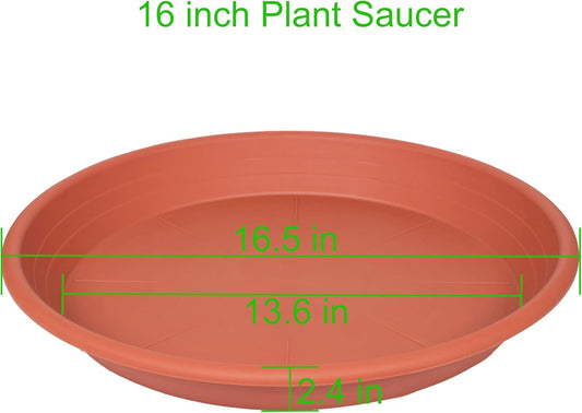 4 Pack of 16 inch Plant Saucer, Large Plant Tray, Heavy Sturdy Plant Drainage Tray for Indoors, Bird Bath Bowls, Sturdy Plastic Pot Tray for Planter 14 15 16"(Black)