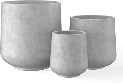 Kante 15.3"+11.6"+8.2" Dia Round Concrete Planter, Large Outdoor Indoor Planter Pots Containers with Drainage Holes and Rubber Plug for Home Garden Patio, Natural Concrete