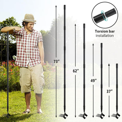 Upgraded Hula Hoe and Garden Hoe, Stirrup Hoe with Adjustable Handle for Weeding Digger loosening Soil Metal Garden Cultivator Hula Hoe with Rake Tiller Cultivator (30-73 Inch)