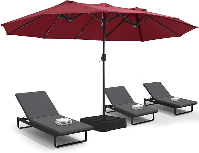MASTERCANOPY Patio Outdoor Umbrella,15FT Double Sided Large Umbrella with Base
