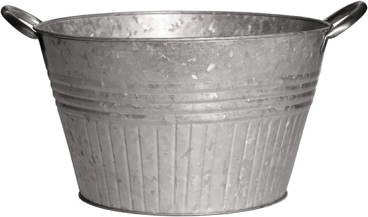 Headwind Round Galvanized Tub Planter with Handles – 10 Inch Lightweight Metal Planter with Drainage Hole – Galvanized Steel Tub for Plants - Metal Flower Pot by Robert Allen