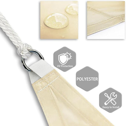 Patio Paradise 8' x 17' Sun Shade Sail Waterproof Beige Rectangle Shade Canopy UV Block Tarp Cloth Outdoor Patio Cover for Garden Backyard Deck Awning