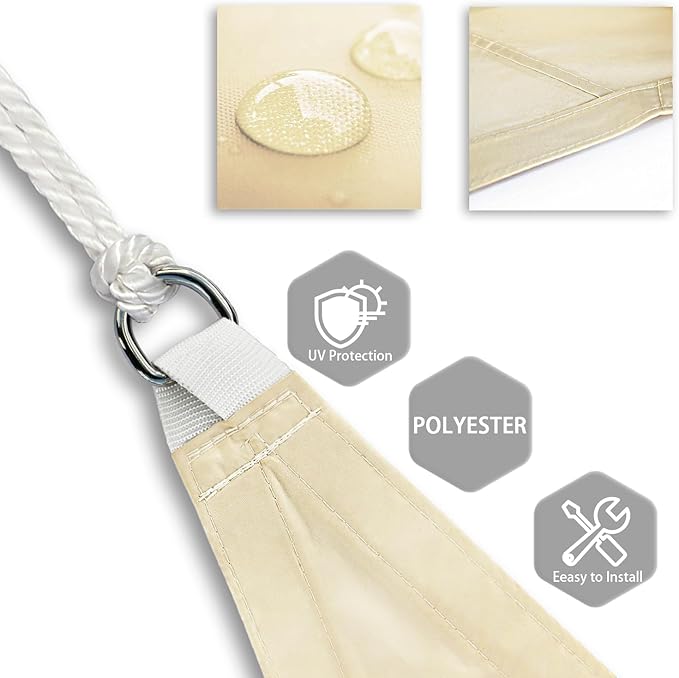 Patio Paradise 8' x 23' Sun Shade Sail Waterproof Beige Rectangle Shade Canopy UV Block Tarp Cloth Outdoor Patio Cover for Garden Backyard Deck Awning