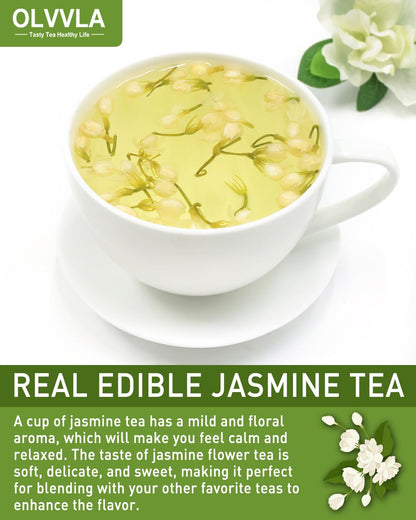 Olvvla - Dried Jasmine Flowers - 3oz/85g - 100% Natural Jasmine Tea Edible Flowers - Pure Jasmine Buds Loose Leaf Herbs - Non-GMO - Natural Fragrance