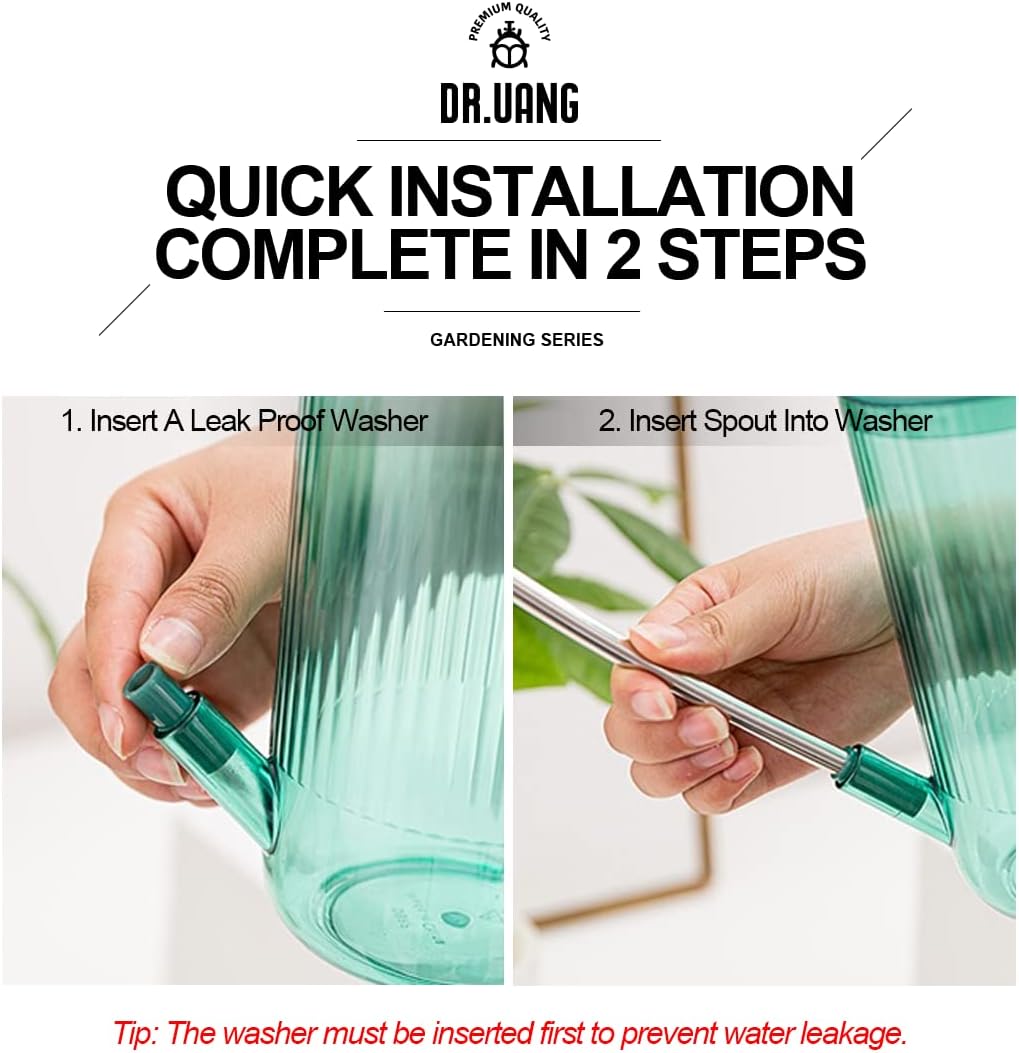 Small Watering Can Indoor Plants with Long Spout (1L, Green)