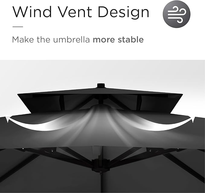10' X 13' Patio Umbrella with Base Included Outdoor Large Rectangle Offset Cantilever Umbrellas Double Top Heavy Duty Windproof with 360-degree Rotation for Pool Garden Deck
