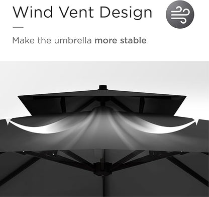 10' X 13' Patio Umbrella Outdoor Large Rectangle Offset Cantilever Umbrellas Double Top Heavy Duty Windproof with 360-degree Rotation for Pool Garden Deck