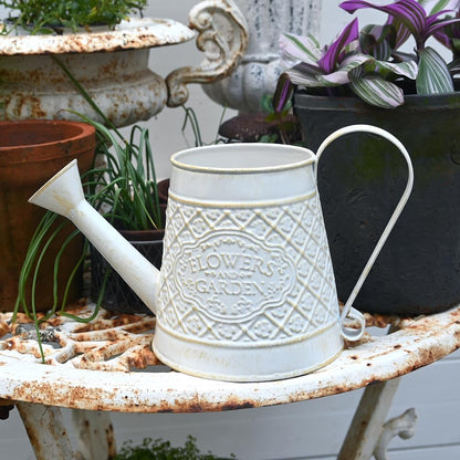 Cute Small Watering Can Indoor Plants Garden Metal Decorative Watering Cans for Outdoor Plants Bonsai Outdoor Garden Flower Decorative (White, 1.5L, 50.7 Oz)