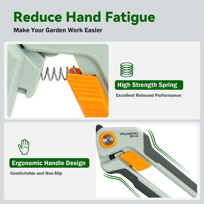 PrunePro Garden Scissors Pruning Shears Sharp Stainless Steel Non-Stick Teflon Coating Blade for Precise Cuts Garden Snip Bonsai Clippers for Plants Rose Flower 2 Pack