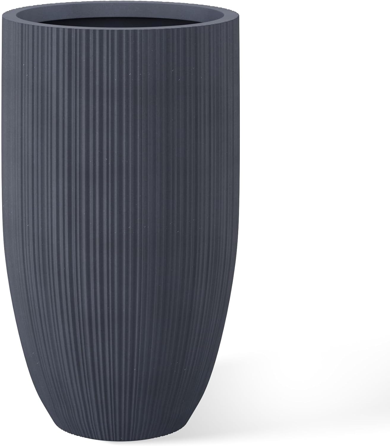 Kante 24 Inch Tall Round Concrete Planter, Large Indoor Outdoor Plant Pots with Drainage Hole and Rubber Plug, Modern Decorative Garden Pots for Home Patio Porch, Textured Charcoal