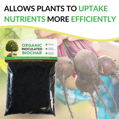 Organic Inoculated Biochar: Helps Plants and Trees Get The Most Out of Soil | Allows Plants to Uptake Nutrients More Efficiently | Contains Millions of Soil-Enriching Micro-Organisms | 64oz Bag