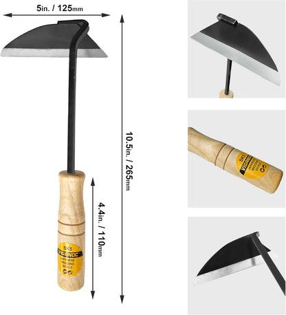 Japanese Wide Blade Garden Tool - Premium Quality Hand Hoes/Weeding Sickle is Very Sharp for Quick Work