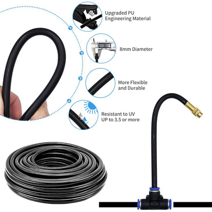 360° Adjustable Drip Irrigation System - 66FT Garden Watering System with 20 Nozzles, Garden Irrigation System, Greenhouse Accessories, Atomizing System for Yard, Lawn, Plants, 5/16 inch Hose (66FT)