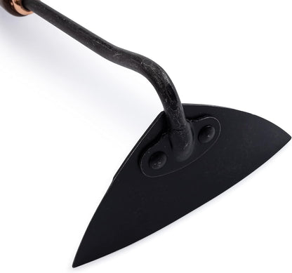 Barebones Triangle Hoe - Stainless Steel Hoe - Japanese Gardening Tools for Weeding, Long Handle and Hand Hoe (Walnut/Black)