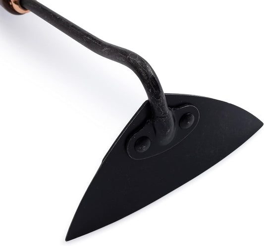 Barebones Triangle Hoe - Stainless Steel Hoe - Japanese Gardening Tools for Weeding, Long Handle and Hand Hoe (Walnut/Black)