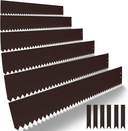 40" L x 8" H Metal Landscape Edging, Heavy Duty Galvanized Steel Garden Edging,6 Pack Steel Landscape Edging with Clips for Lawn, Flower Bed, Yard (Brown)