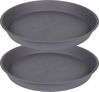 2 Pack of 14 inch Plant Saucer, Heavy Duty Round Plastic Plant Water Tray, Bird Bath Bowls, Plant Saucers for Indoors, Pot Drip Trays for Planter 12-14" (14", Cement)