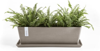 Ecopots Bruges Durable Modern Rectangular Indoor/Outdoor Recycled-Based Composite Flower Pot Planter, Taupe, 17.75"