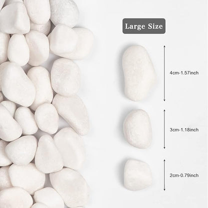 20lbs White Natural River Rocks, Polished Pebbles for Plants Garden, 1-2 inch Decorative White Stones, Ideal for Fish Tank, Vases, Crafting, Home Decor and Garden Landscaping Rocks,White
