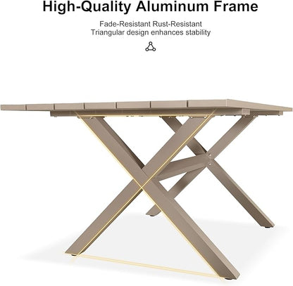 PURPLE LEAF 9 Pieces Patio Dining Set with Outdoor Aluminium Square Dining Table and Woven Rattan Chairs Modern Metal Furniture Cushions Sets for Garden Yard Indoor Decor Kitchen Champagne