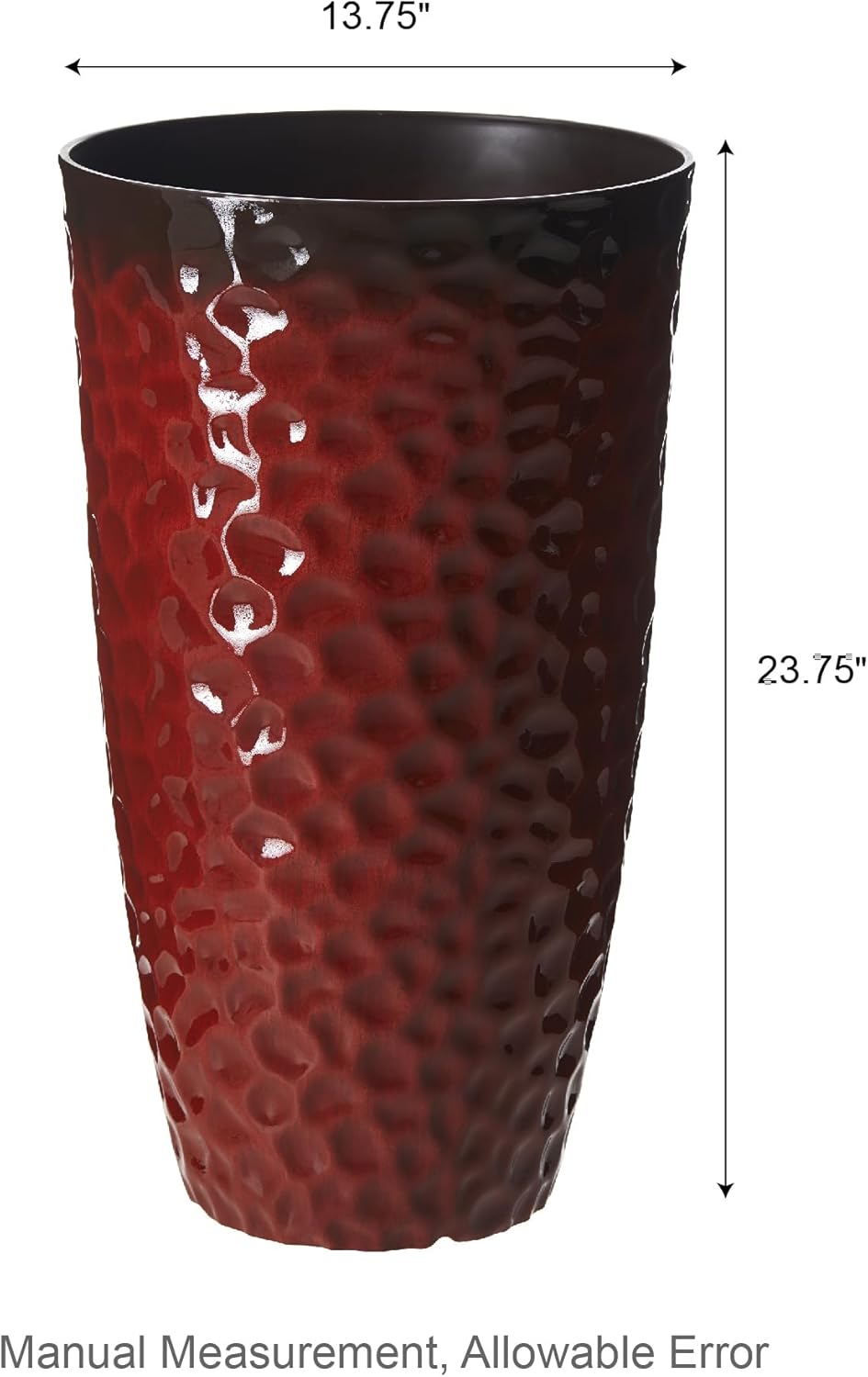 Glitzhome Set of 2 Oversized Plastic Planters for Plants,23.75" H Large PP and Stone Honeycomb Textured Gradient Red Planter Tall Planter Pot with Drainage Hole for Outdoor Front Porch and Patio Deck