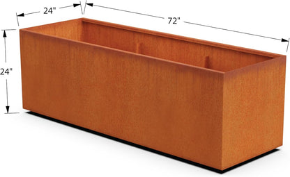 Corten Steel Planter Rectangle Outdoor Metal Garden Box Heavy Duty | Made in USA | Fully Assembled