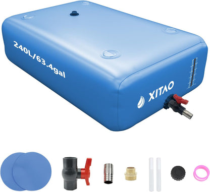 XITAO 63Gal Large Capacity Water Storage Bladder Containers w/Water Level Indicator Portable Foldable Emergency Water Tank Bag for RVs, Drought Resistance, Fire Prevention, Agricultural Irrigation