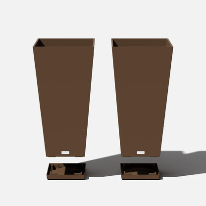 Veradek V-Resin Indoor/Outdoor Taper Planter (Espresso, 30 inch - 2 Pack with 2 Saucer Trays)