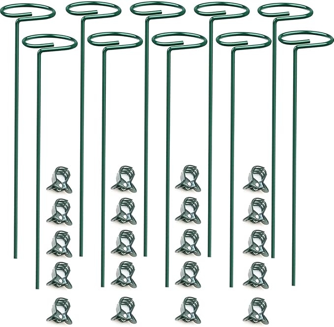 10 pcs 24 inch Metal Single Stem Flower Plant Support Stakes and Rings for Amaryllis Orchid Lily Sunflower Rose Narcissus