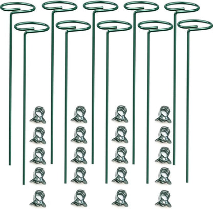 10 pcs 16 inch Metal Single Stem Flower Plant Support Stakes and Rings for Amaryllis Orchid Lily Sunflower Rose Narcissus