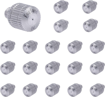 Fogland Misting Nozzles for Cooling System:20pcs Clogging-Prevent Cleanable Stainless Steel Mist Nozzles 0.016" Orifice 10/24 UNC for Patio Garden Trampoline
