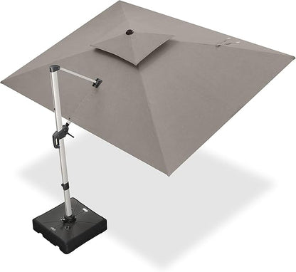 PURPLE LEAF 9' X 12' Cantilever Outdoor Patio Umbrella Large Heavy Duty 360° Rotation Double Top Offset Rectangular Umbrellas for Backyard Deck Pool, Cast Ash